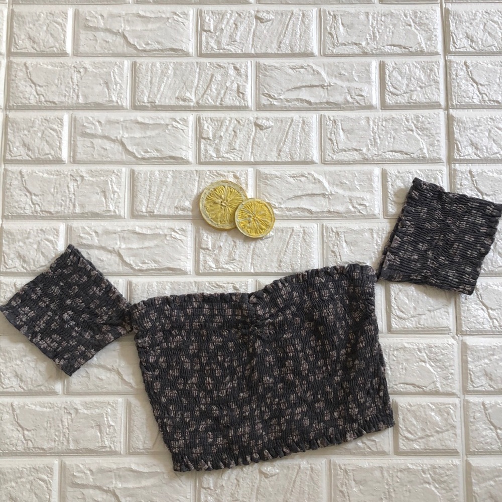 Stories floral tube crop open‎ shoulder top